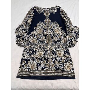 Emma & Michele Dress Womens Size XL  Paisley Floral Tiered   Navy vintage